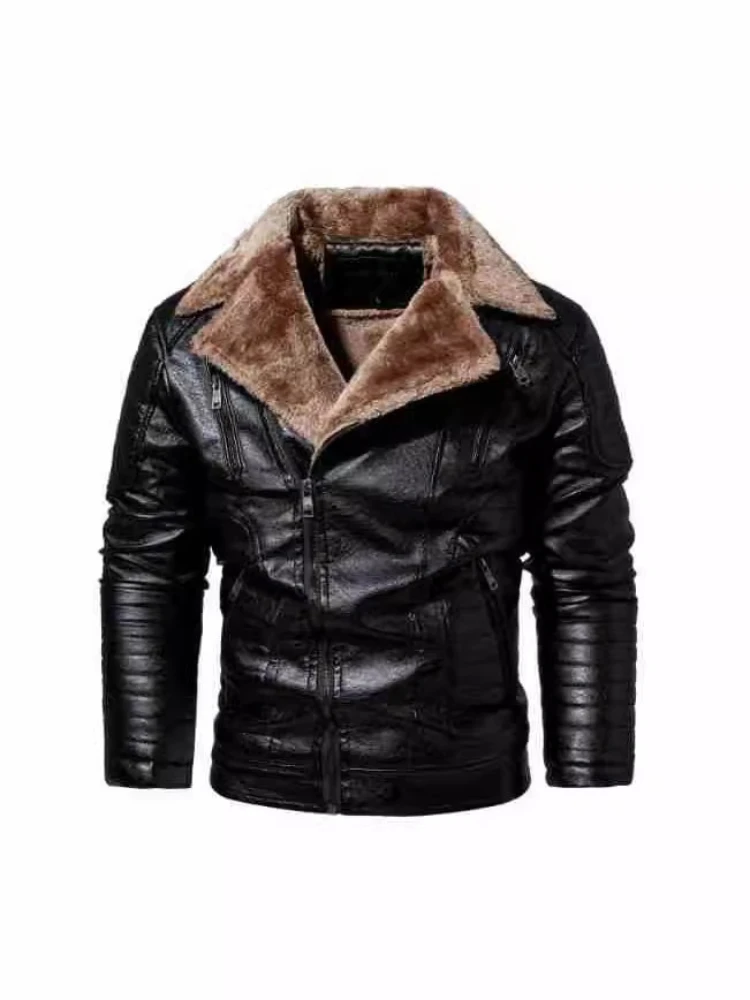 

Winter New Fashion Men's Solid Color Simple Basic Casual Trendy Turn-Down Collar Plus Size Faux Leather Male Clothes Coats