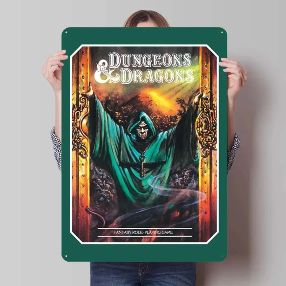 D-Dungeons And Dragons Sign Customizable Game Posters House Decor Retro Metal Tin Sign for Gamer Room Decoration Metal Wall Art