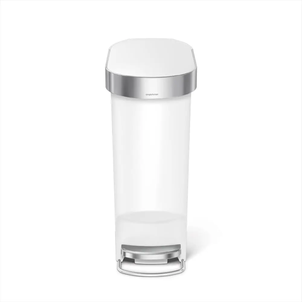 

40 Liter / 10.6 Gallon Slim Kitchen Step Trash Can with Liner Rim, 40L, White, Customized