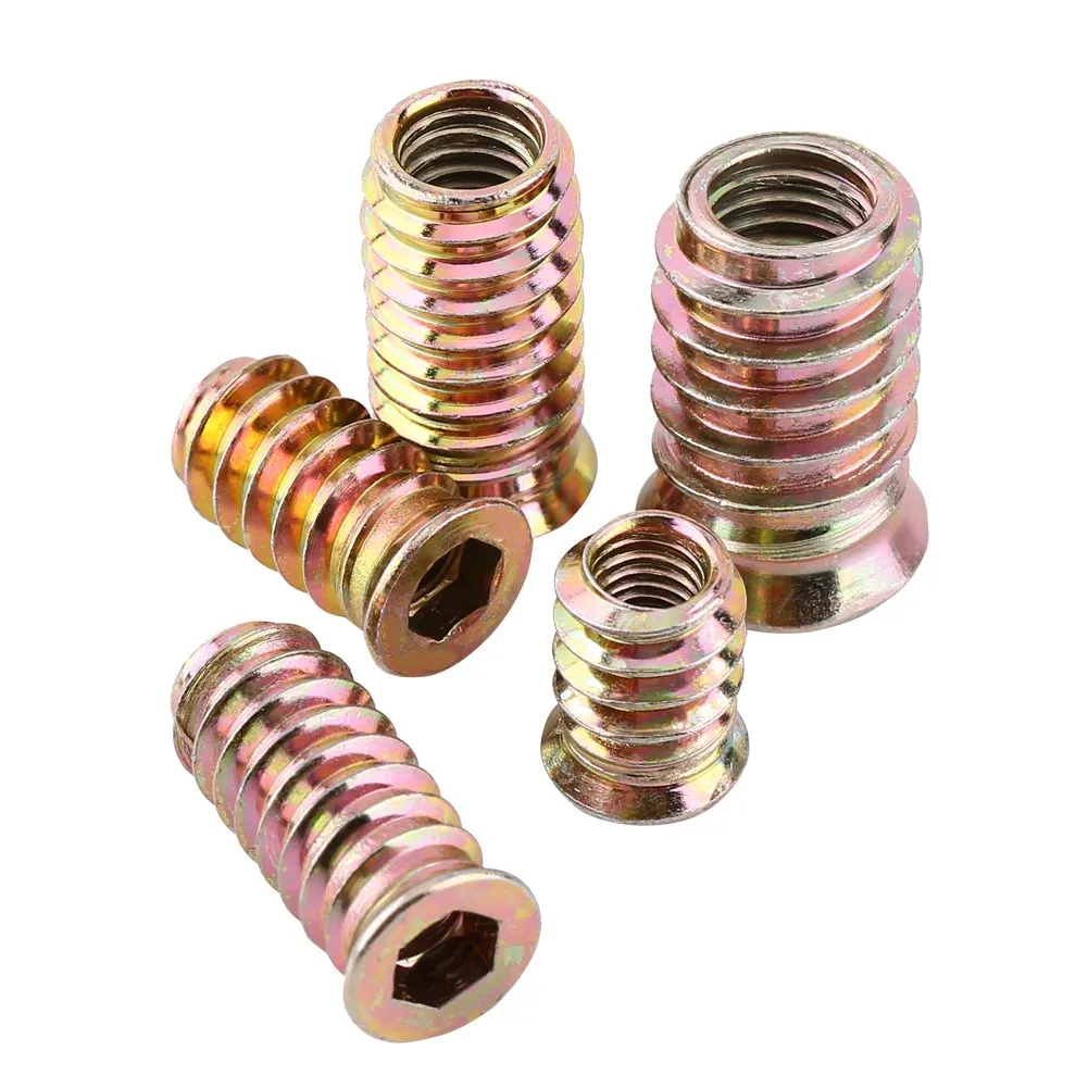 Carbon Steel Hex Socket Drive Insert Nuts Threaded For Wood Furniture Furniture Nut Hex Drive Head Nut Insert Nut Wood Nut