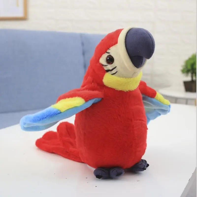 Electric Talking Parrot Plush Toy Cute Talking Record Repeats Waving Plush Bird Toy Kids Gifts