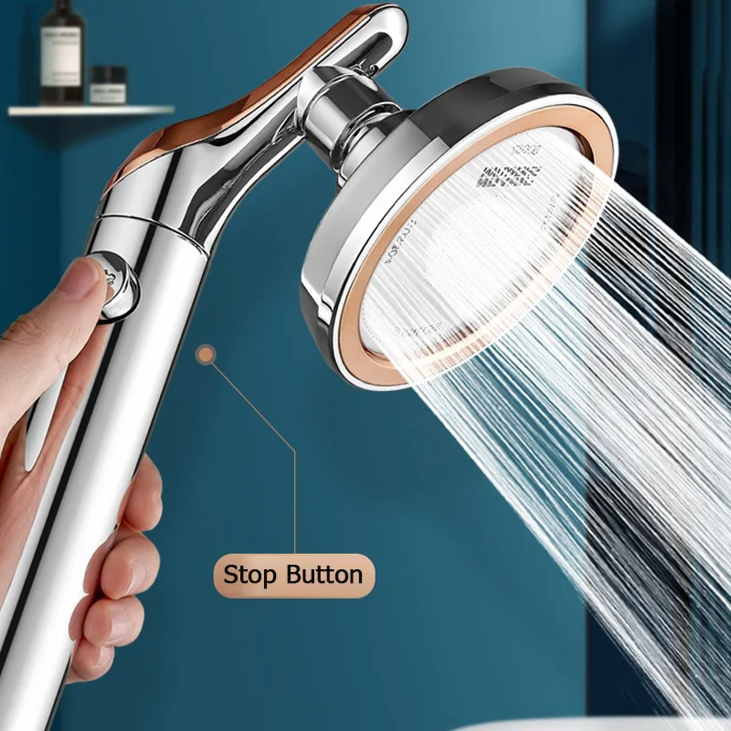 Big Panel High Pressure Large Flow Shower Head With Stop Water Button Massage Rainfall Spray Shower Faucet Bathroom Accessories