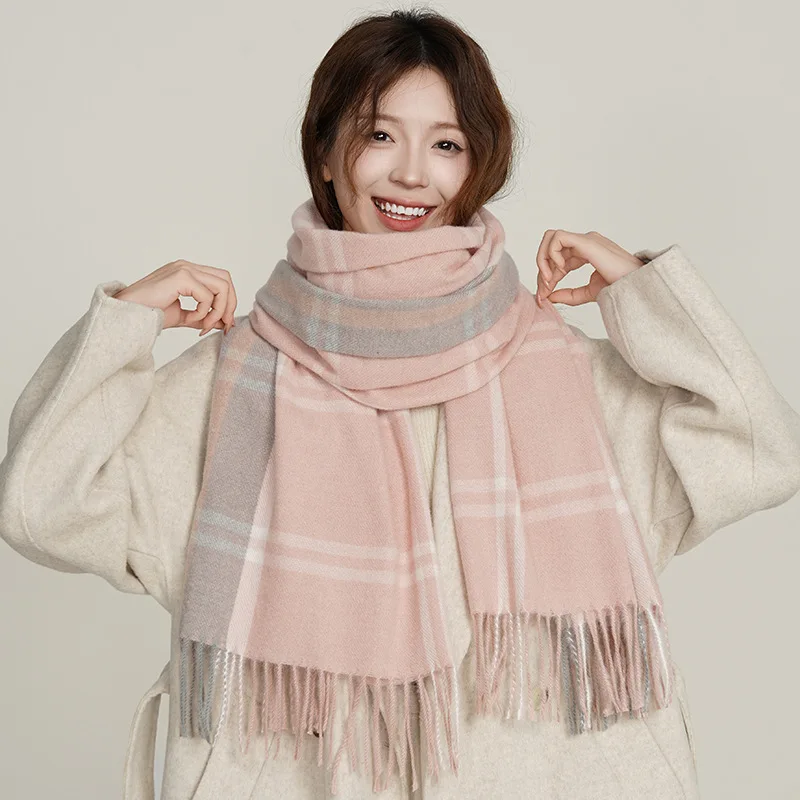 USPOP 2024 Новый клетчатый шарф для женщин осень зима имитация кашемира клетчатая теплая элегантная большая шаль
