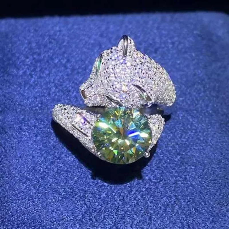 SACE GEMS-Anel Moissanite para Mulheres, S925 Sterling Sliver Plated, Ouro Branco 18k, Noivado de Casamento, Anéis de Joias Finas, 2ct