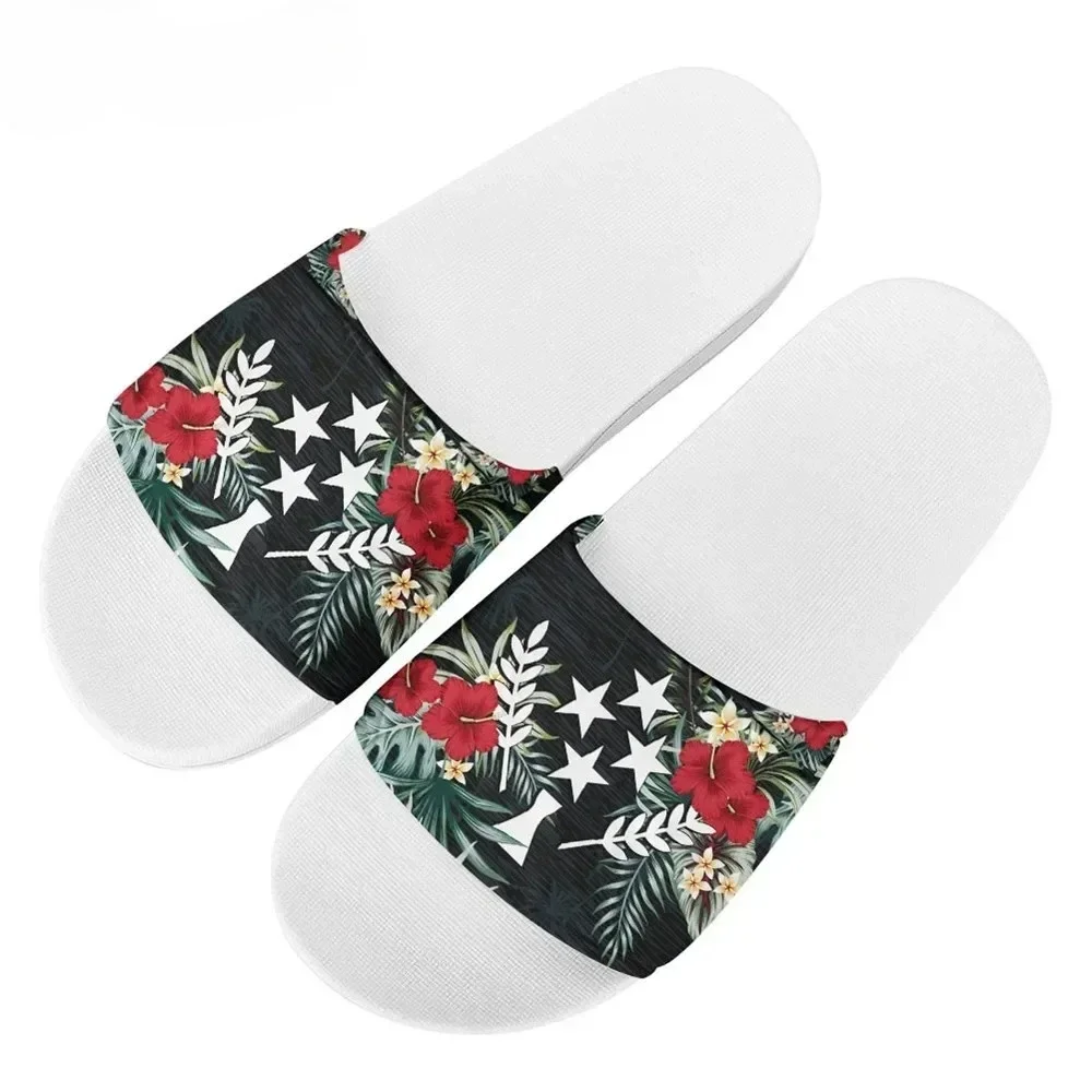

Kosrae Hibiscus Print Summer Women Slides Beach Flip Flops Indoor Home Footwear Flat Sandals Open Toe Slipper