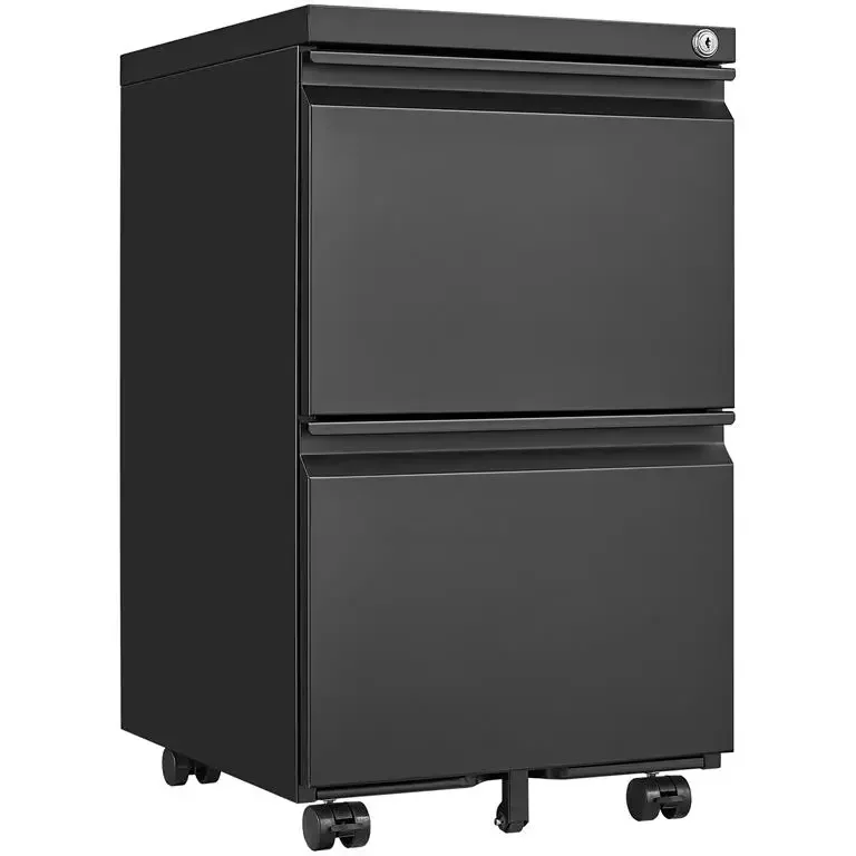 Mobile File Cabinet Metal Office 2 Drawer Storage Cabinet Mobile Pedestal US Steel For A4 Key Lock Office Furniture Modern