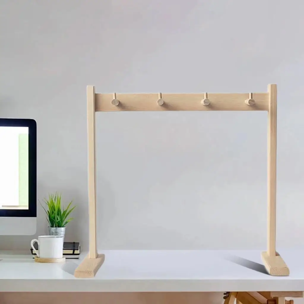 Chime Stand Holds 4 Chimes Wood Easy Assembly Gong Stand Display Rack Chime Holder for Yoga Meditation Tea Room Tabletop Bedroom
