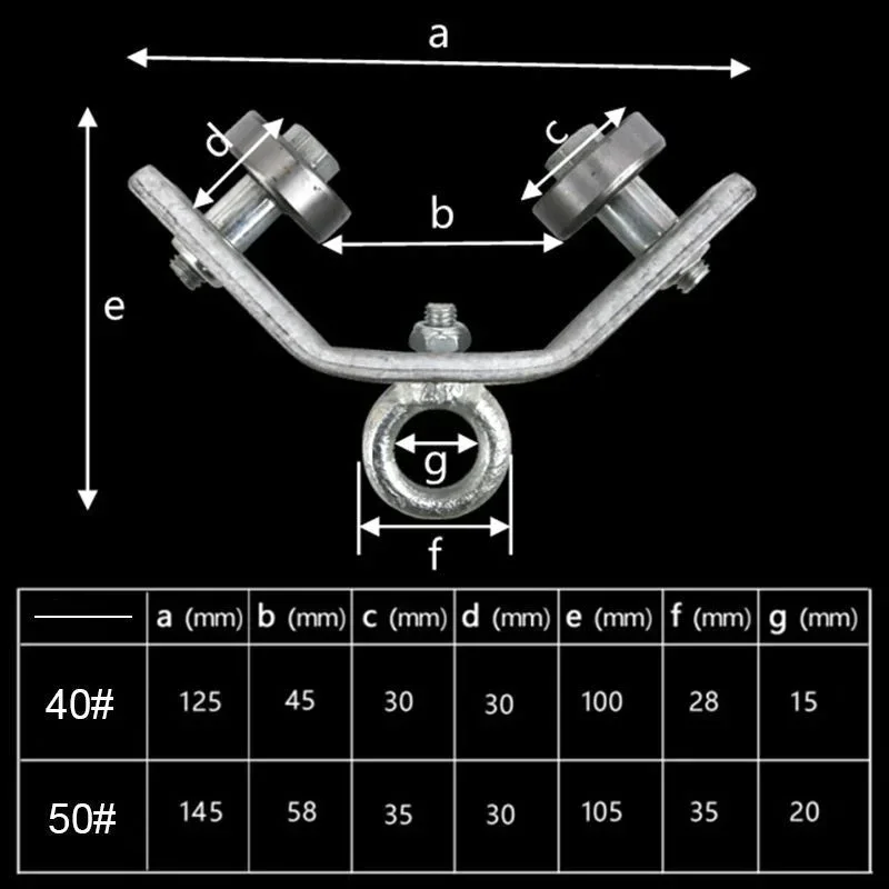 Heavy-duty Pulley Angle Iron Circular Bearing Trolley Steel Wire Rope Suspension Pulley Angle Iron Support Cable Pulley 40/50