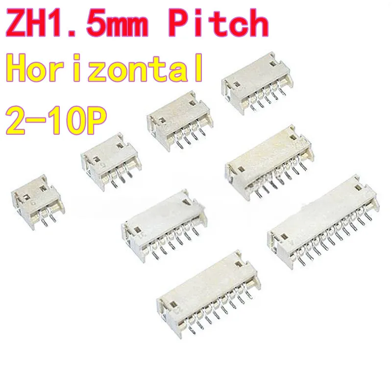 20PCS Horizontal SMT Connector ZH1.5mm Pitch 1.5MM 2P/3P/4P/5P/6P/8P/10P Horizontal Surface Mount Socket