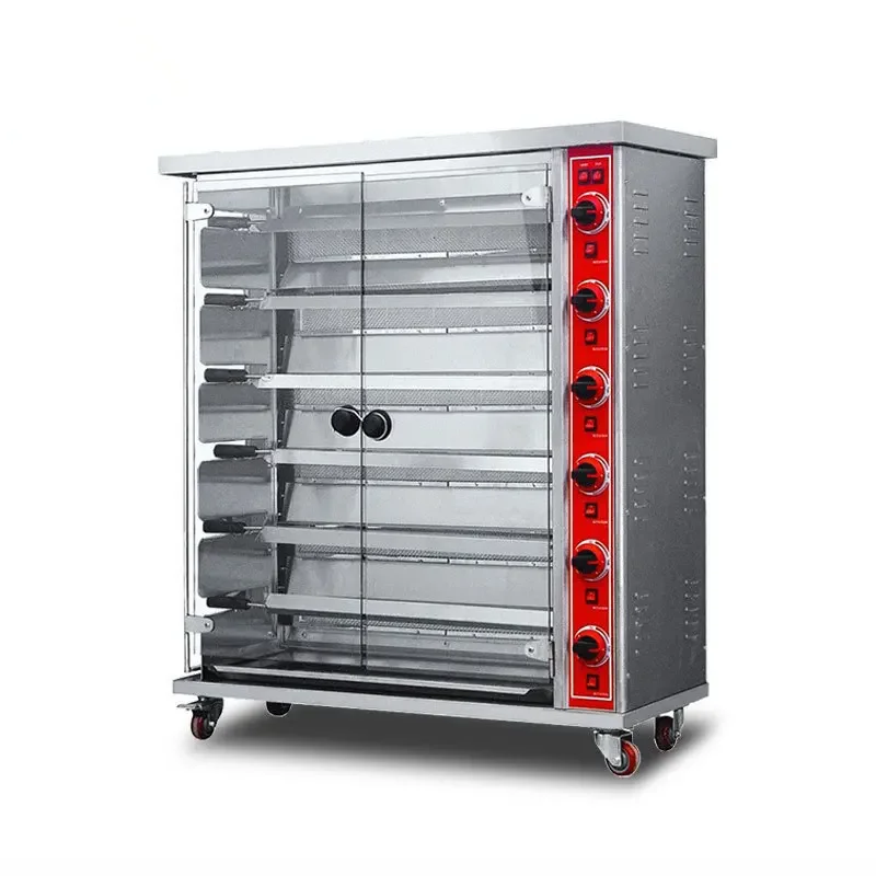Commercial electric roast chicken stove 3 sticks, 6 sticks, 9 sticks, stainless steel gas automatic rotation