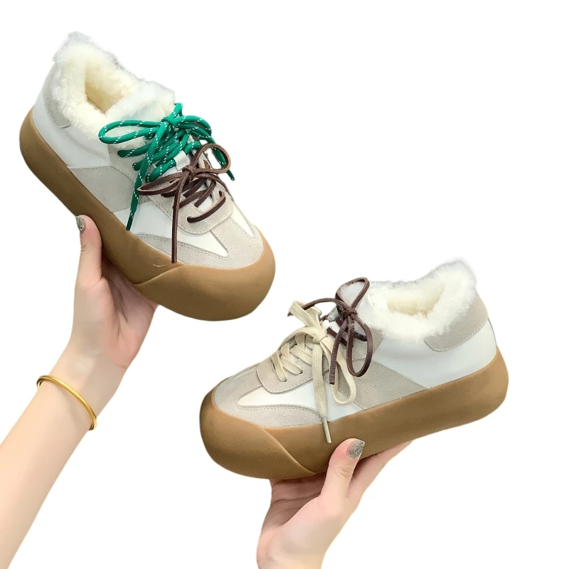 

24 years of selling products style high-grade cashmere casual women's sneakers fashion all the trend simple lace-up A040219