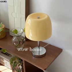 GUIG Cream Glass Lamp Bedroom Light Luxury Bedside Lamp Living Room Guest House Decorative Ambiance Light Creative Vintage Bag