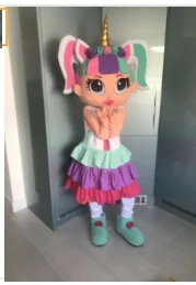 Adulto bonito de luxo unicórnio boneca menina mascote traje natal fantasia vestido halloween mascote traje navio livre