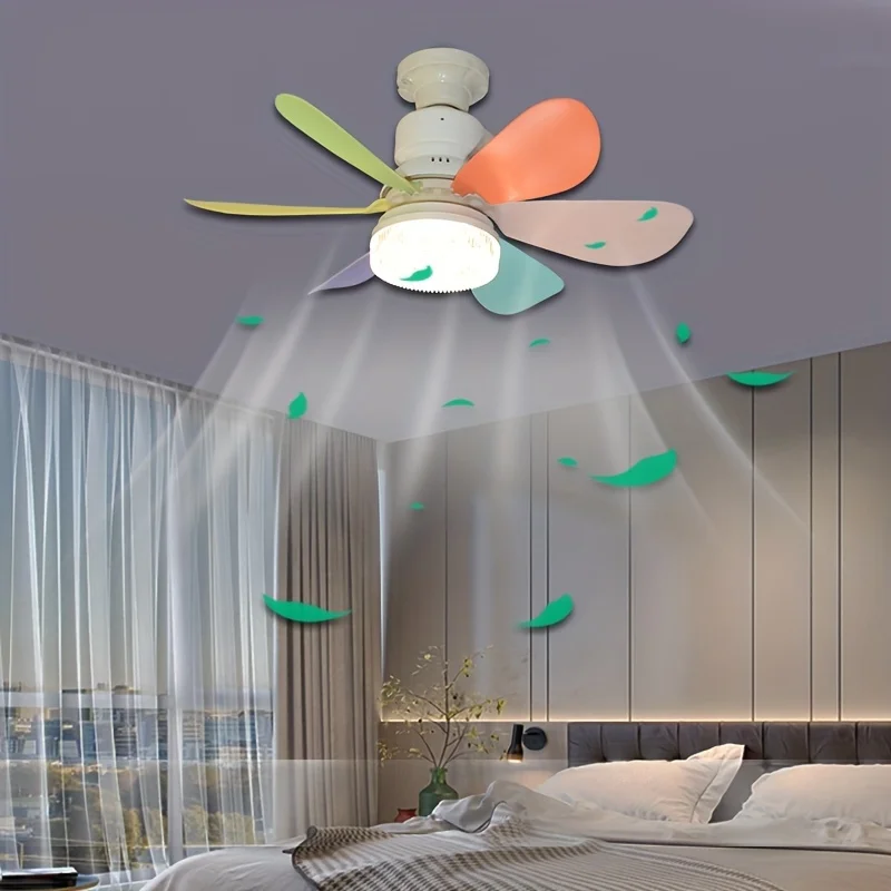 Modern Ceiling Fan with Built-In Light and Remote Control - 3 Speeds Winds Timer Settings Indoor Bedroom Living Room