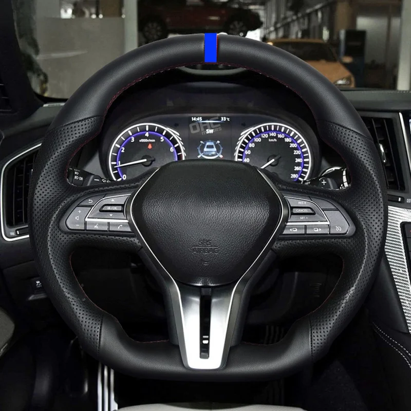 Wear Resistant Full Leather Steering Wheel Easy Installation OE Style for Infiniti Q60 CV37 2016-2023 Interior Replacement Parts