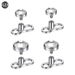 1Pc G23 Titanium Micro Dermal Anchor Base & Top Set Skinner Diver CZ Crystal Head Implants Hide in Skin Piercing Body Jewelry