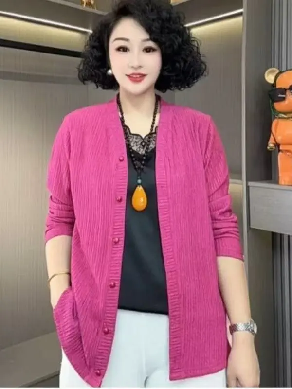 

Spring New plus Size Faion Outerwear Cardigan Cover up Slimming Summer Casual Sun Protection Top Women's Mid-aged Casual Sle