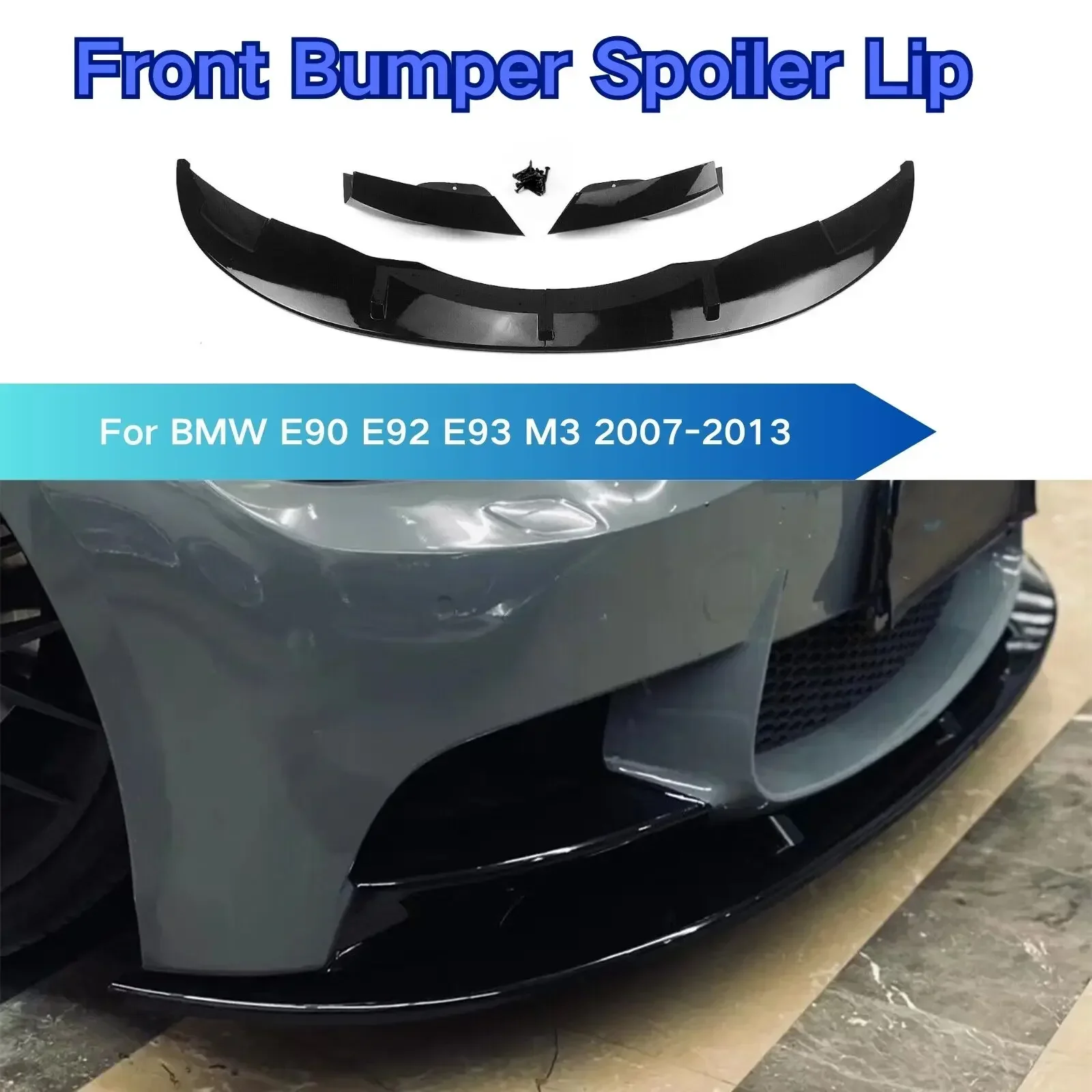 

Front Bumper Lip For BMW E90 E92 E93 M3 2007-2013 Lower Splitter Blade Guard Flap Auto Accessories Car Diffuser Glossy Black