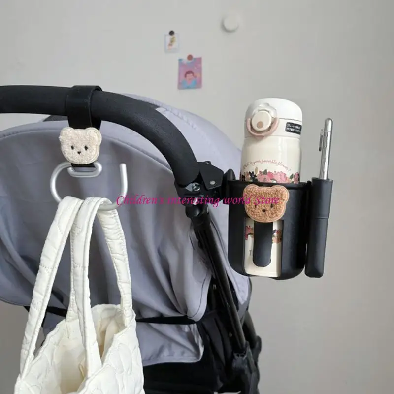 

Pram Cup Mount Stand Bear Pattern Pushchair Water Cup Holder Cups Bracket 360 Degree Rotating Adjustable Bottle Holders 425F