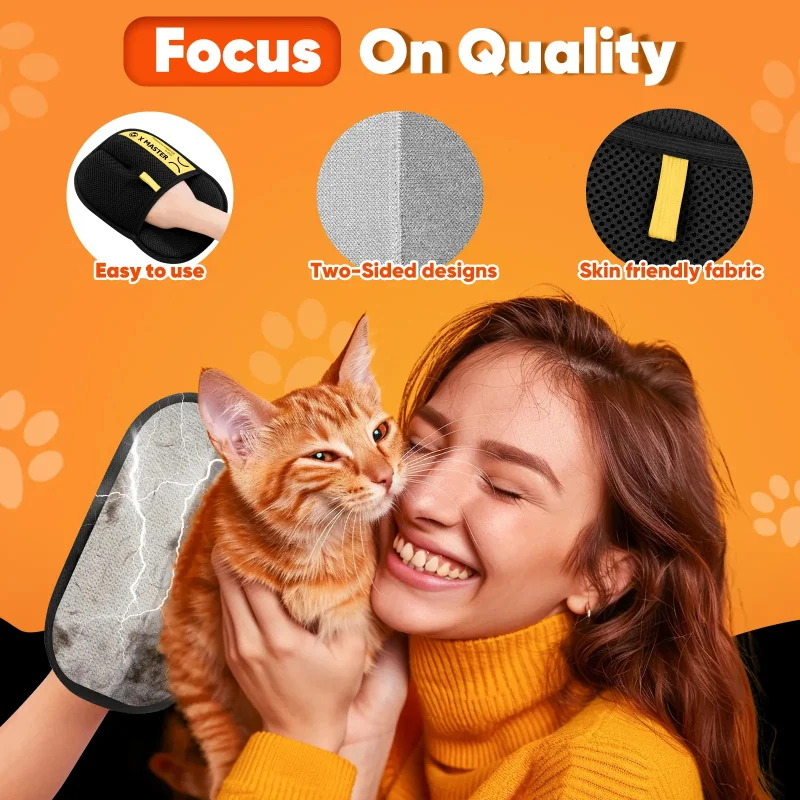 Upgrade Pet Hair Remover Electrostatic Gloves Reusable Cat Dog Hair Removal Mitt for Couch Furniture Carpet Car Seat - view 5