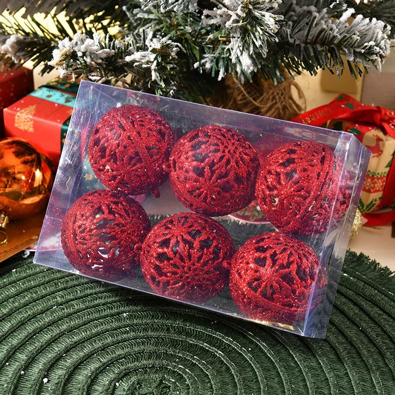 6Pcs 6CM Christmas Balls Decorations Christmas Tree Ornaments Ball Hanging Pendants Home Party Decor 2024 New Year Navidad Decor