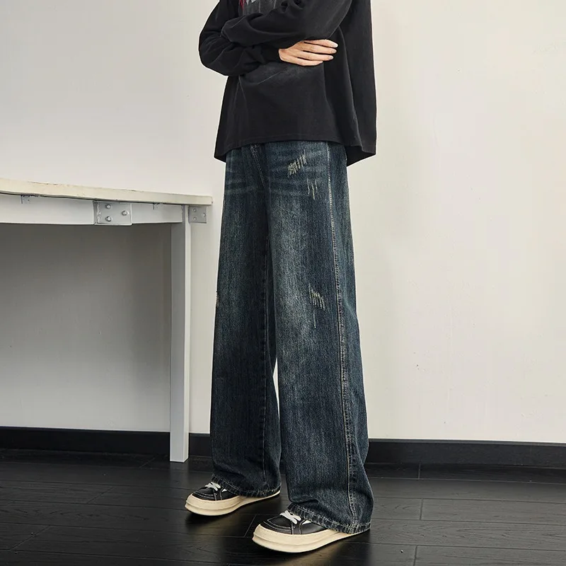 

Классические американские мужские рабочие джинсы винтажного стиля, прямые широкие брюки, уличный стиль, классический дизайн