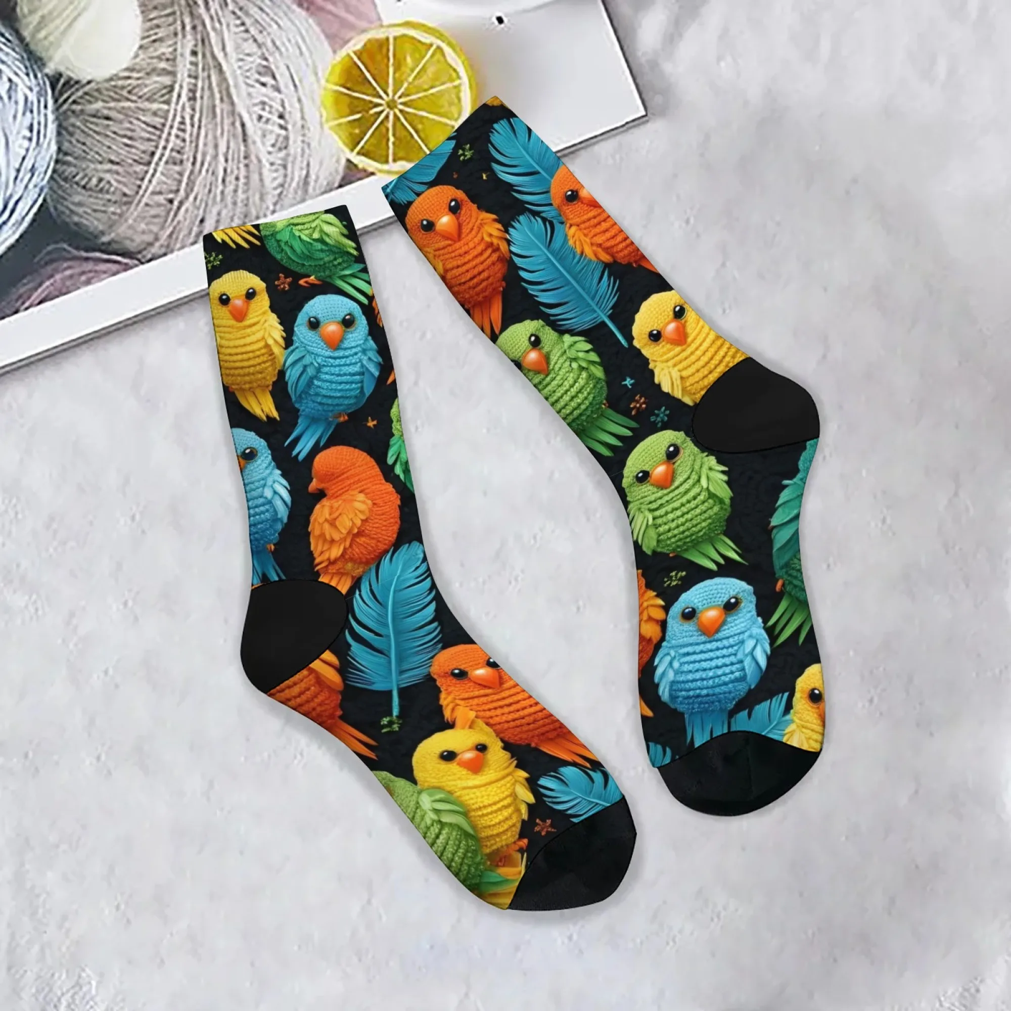 Harajuku Retro Cartoon Vogel Druck Herren Socken Bequeme, atmungsaktive, rutschfeste Casual Socken Roman Street Style Crew Socken Geschenk