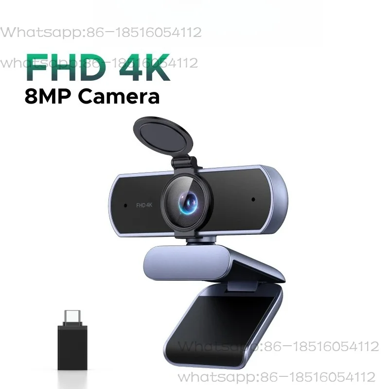 4K FHD 1080P Webcam 8MP for PC, PDAF Auto Focus, Dual AI Noise-Cancelling Mics, Web cam Camera for Zoom/Teams/Google Meet