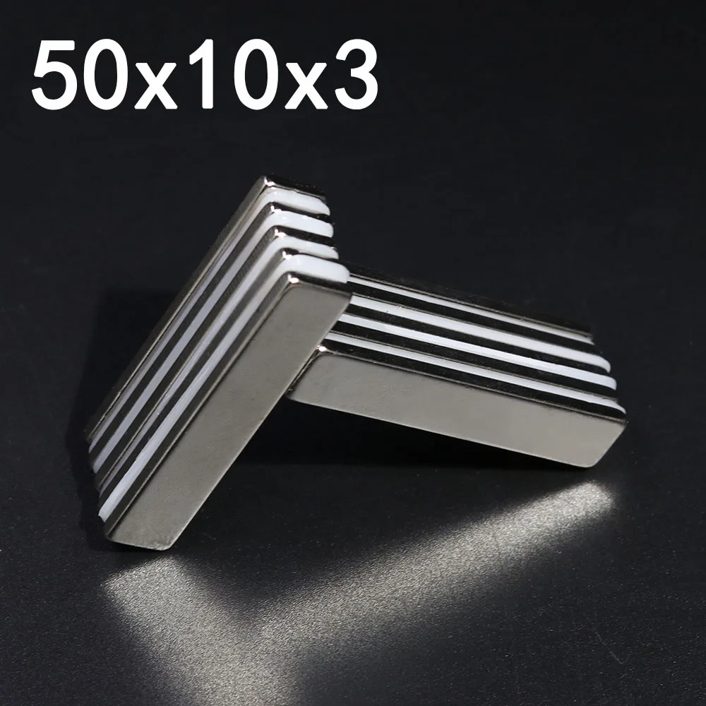 2/5/10/20Pcs 50x10x3 Neodymium Magnet 50mm x 10mm x 3mm N35 NdFeB Block Super Powerful Strong Permanent Magnetic imanes