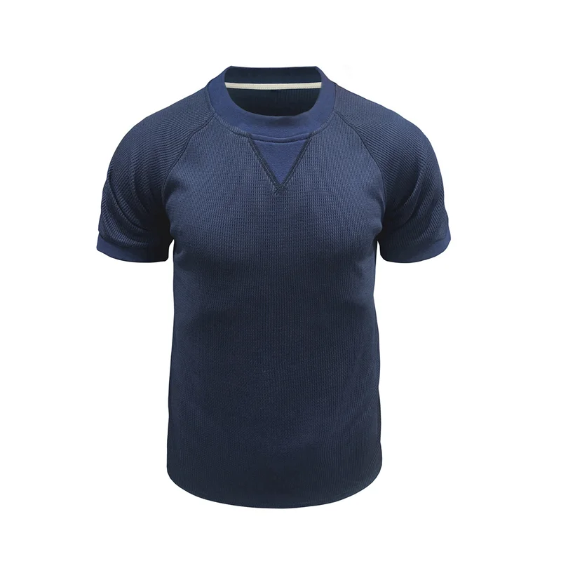 

Men T-Shirts Short Sleeve Waffle Knit Shirts Solid Crew Neck Tshirts Casual Summer Pullover Tees