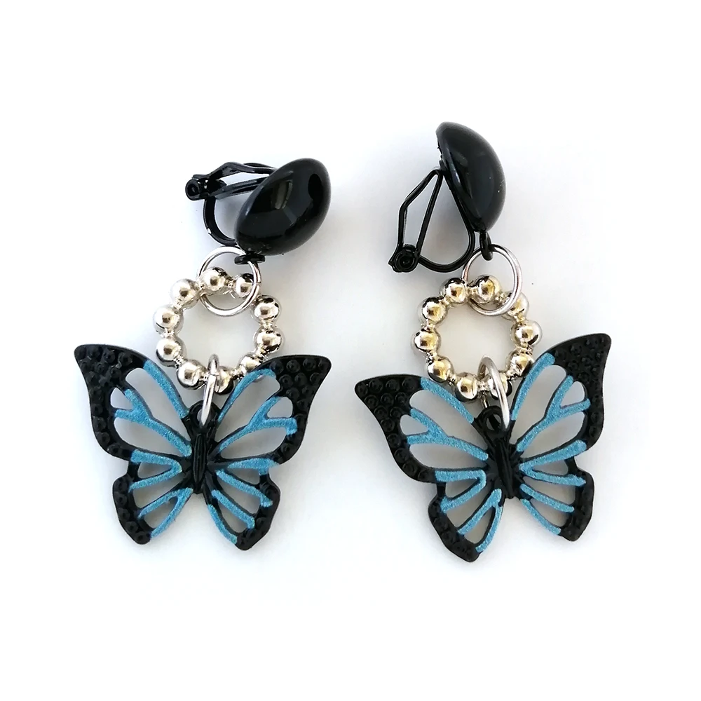 Black Butterfly Earrings No Hole Ear Clips Butterfly Clip Earring Without Piercing Minimalist Earrings Jewelry CEjA083