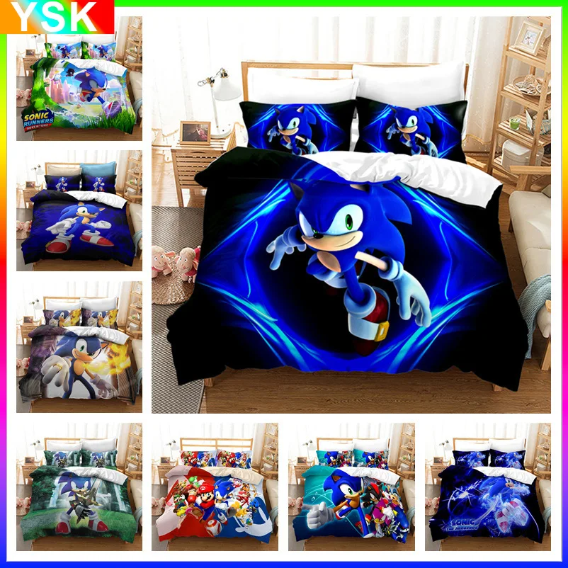 

Sonic трехкомпонентный пододеяльник 3D цифровая печать простыни европейский и американский стиль