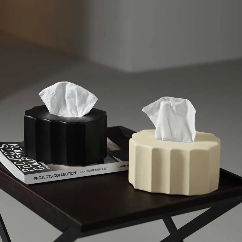 

Modern Minimalist Ceramic Tissue Box Living Room Paper Box Creative Napkin Paper Box Dining Table Decoration