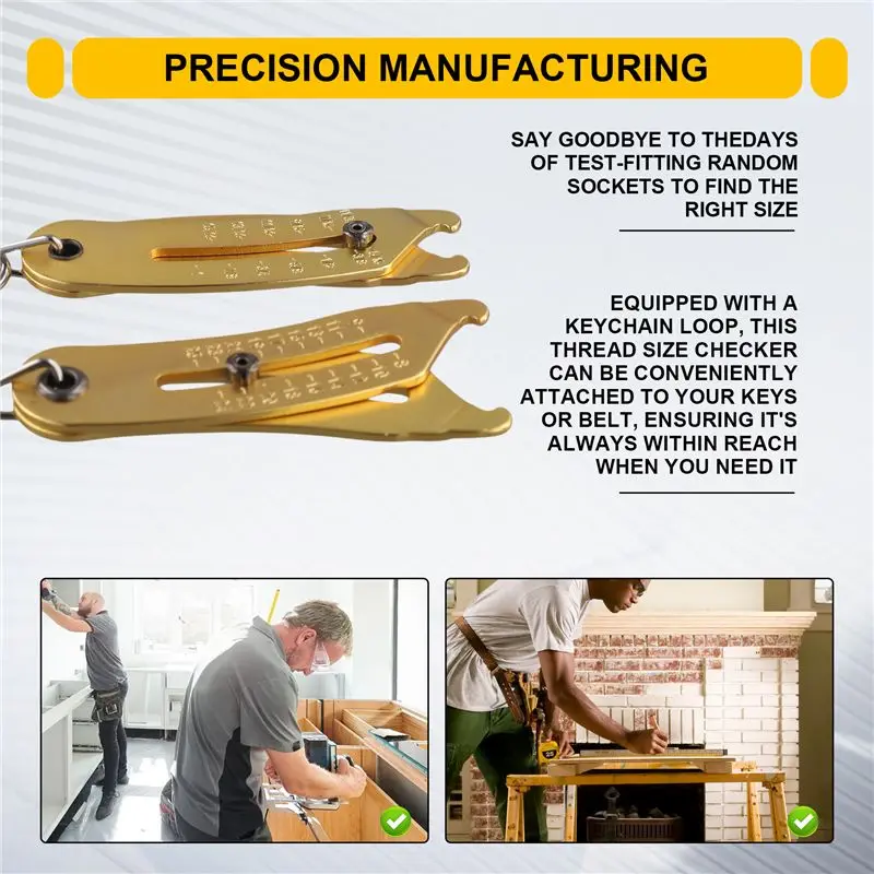 AEE6-2PCS سلسلة مفاتيح مدقق حجم الخيط الدقيق المحمولة للقياس الدقيق
