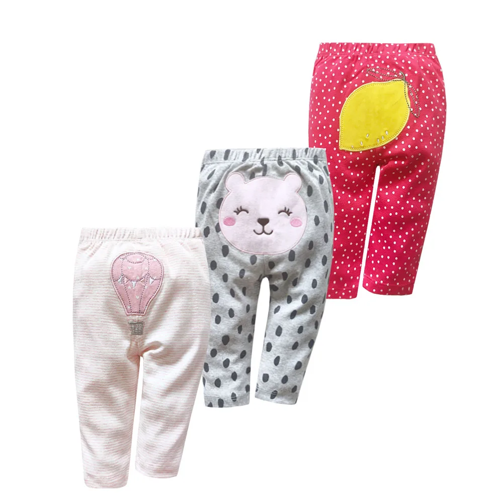 3Pieces Baby Boy PP Trousers Cartoon Soft Infant Pants Newborn Baby Print Girl Leggings Four Seasons 100% Cotton Baby Pants 0-24