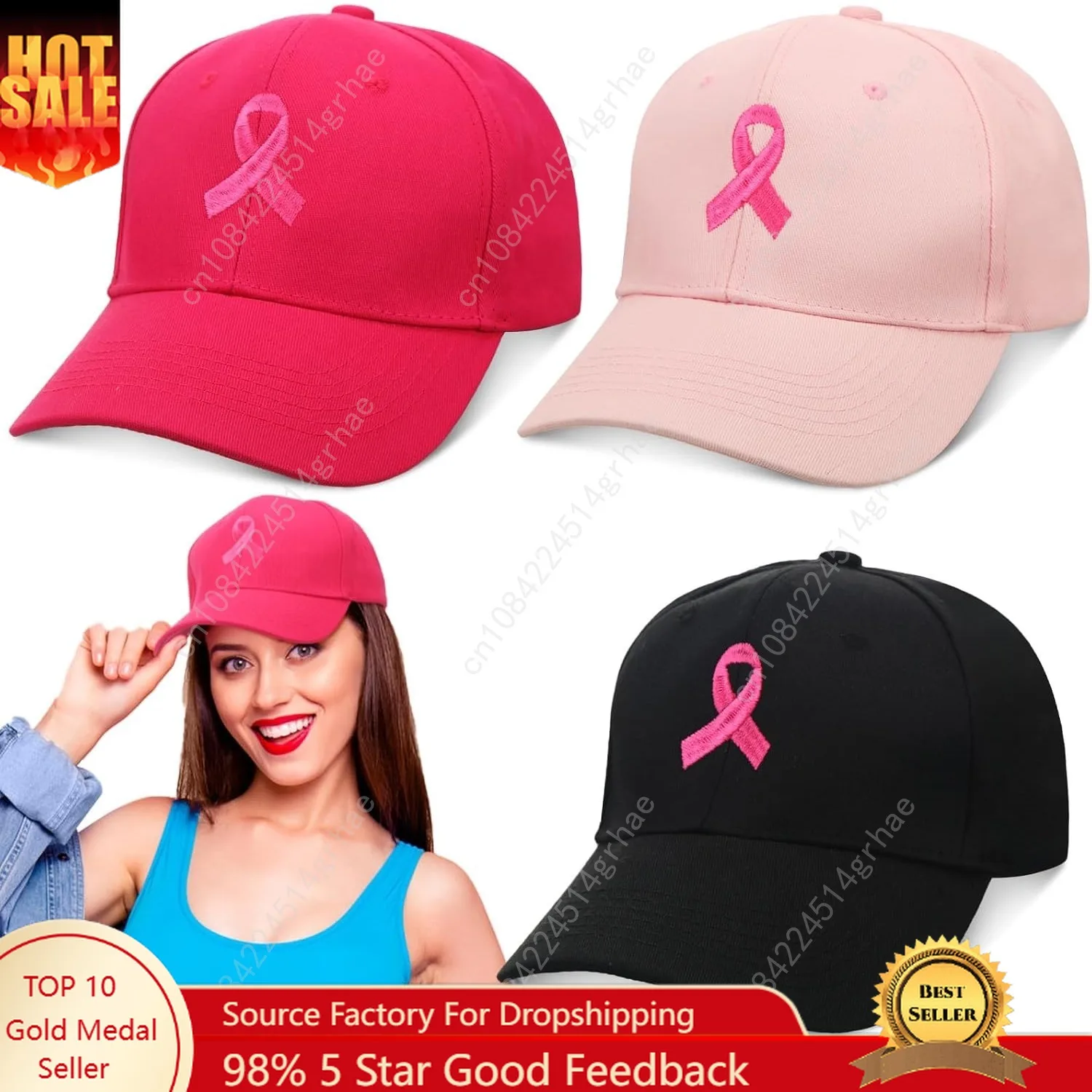 

Toulite 3 Pcs Breast Cancer Awareness Hat Pink Ribbon Embroidered Cap Adjustable Baseball Cap Beating Breast Cancer Gifts