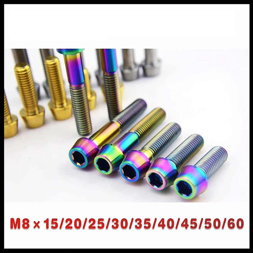 1pcs Titanium M8x15 20 25 30 35 40 45 50mm Allen Key Taper Head Screw for Bicycle Headset Brake Bicicleta Bolts