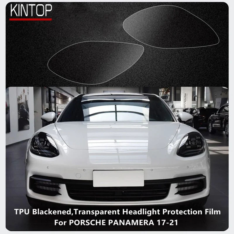 

For PORSCHE PANAMERA 17-21 TPU Blackened,Transparent Headlight Protective Film, Headlight Protection,Film Modification