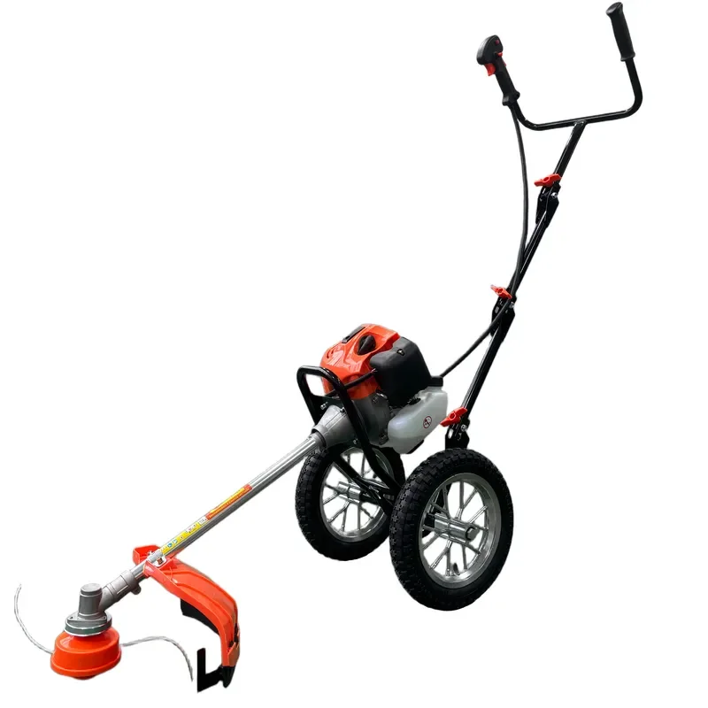 Hot Sale 2 Stroke Hand Push Brush Cutter Home Use Weeder Small Lawn Mower Manual with 2 Wheels