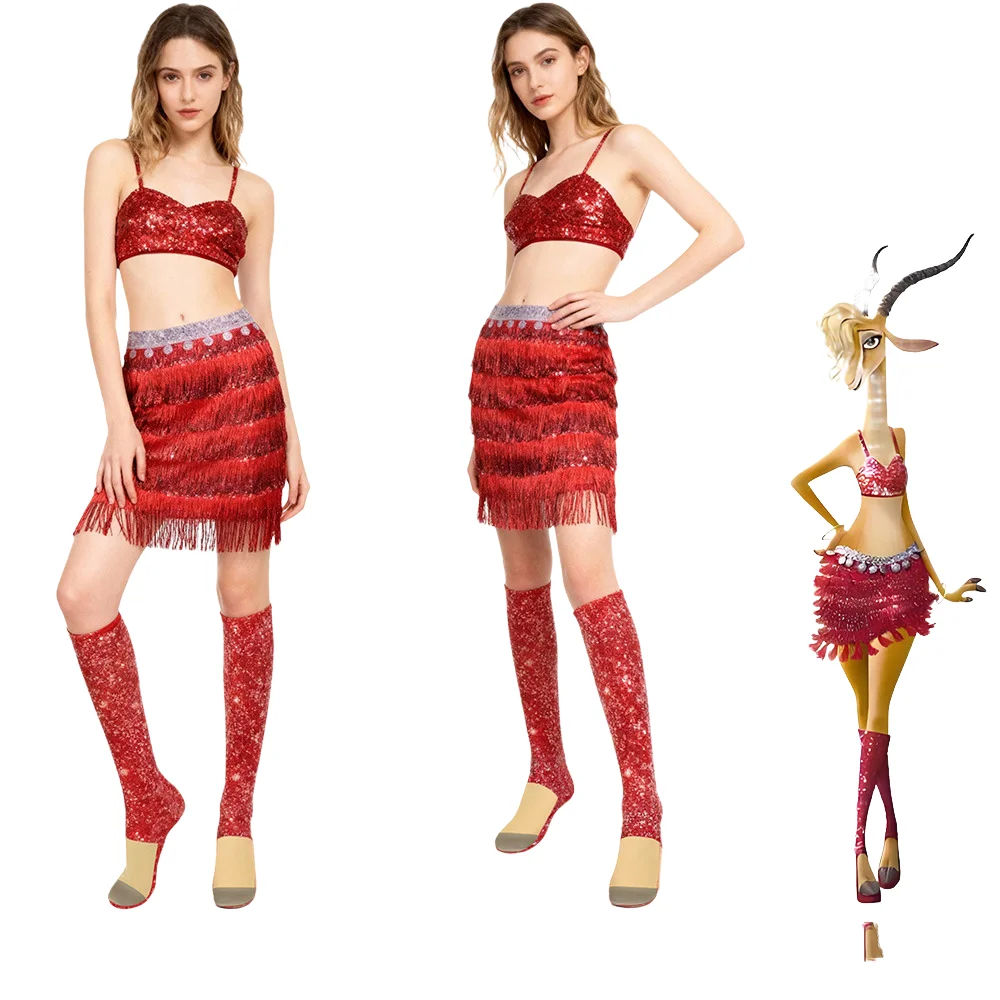 

Zootopia 2 Gazelle Cosplay Costume Holiday Carnival Party Stage Performance Outfits Halloween Anime Role Playing Fancy Dress