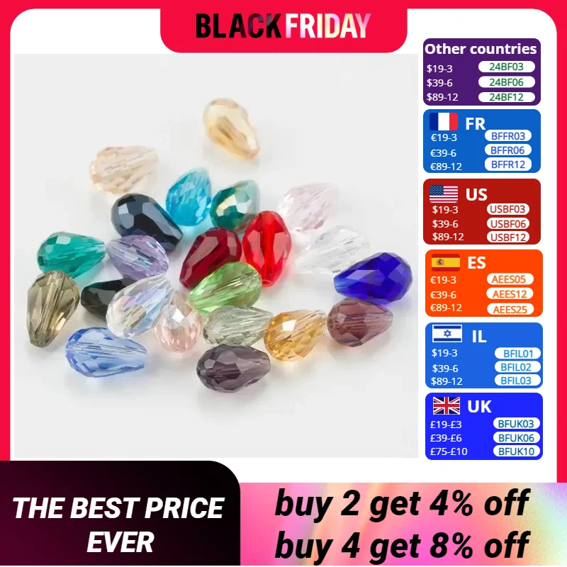 Top Quality 10x15MM Crystal Tear Drop Shape Jewelry Beads Glass Beads Loose Spacer Round Beads For Jewelry Making DIY 15 colors