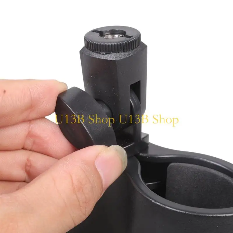U13B Plastic Microphones Clip Holder NonSlip Sponges Interior w/ Screw for Secure Grip