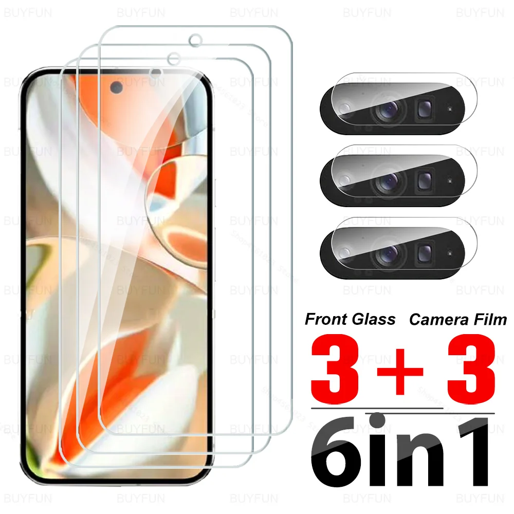 6 in 1 Glass For Google Pixel 9 Pro XL Full Cover Tempered Glass Case Friendly 9 8 8A 7 7A 6 6A 5G Screen Protector HD Lens Film