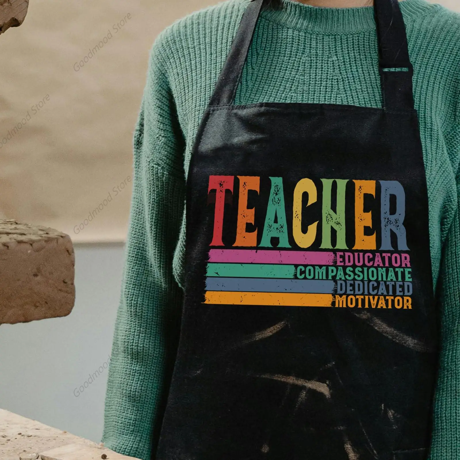 Teacher Apron with Pockets, Personalized Teacher Appreciation Gifts for Women Artists Art Aprons for Painting Birthday Christmas