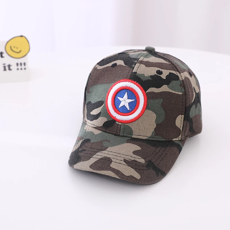 2024 Autumn New Kids Children\'s Camouflage Baseball Caps Baby Boys Summer Sun Hats Cartoon SPIDERMAN Iron Man Toddler Peaked Cap