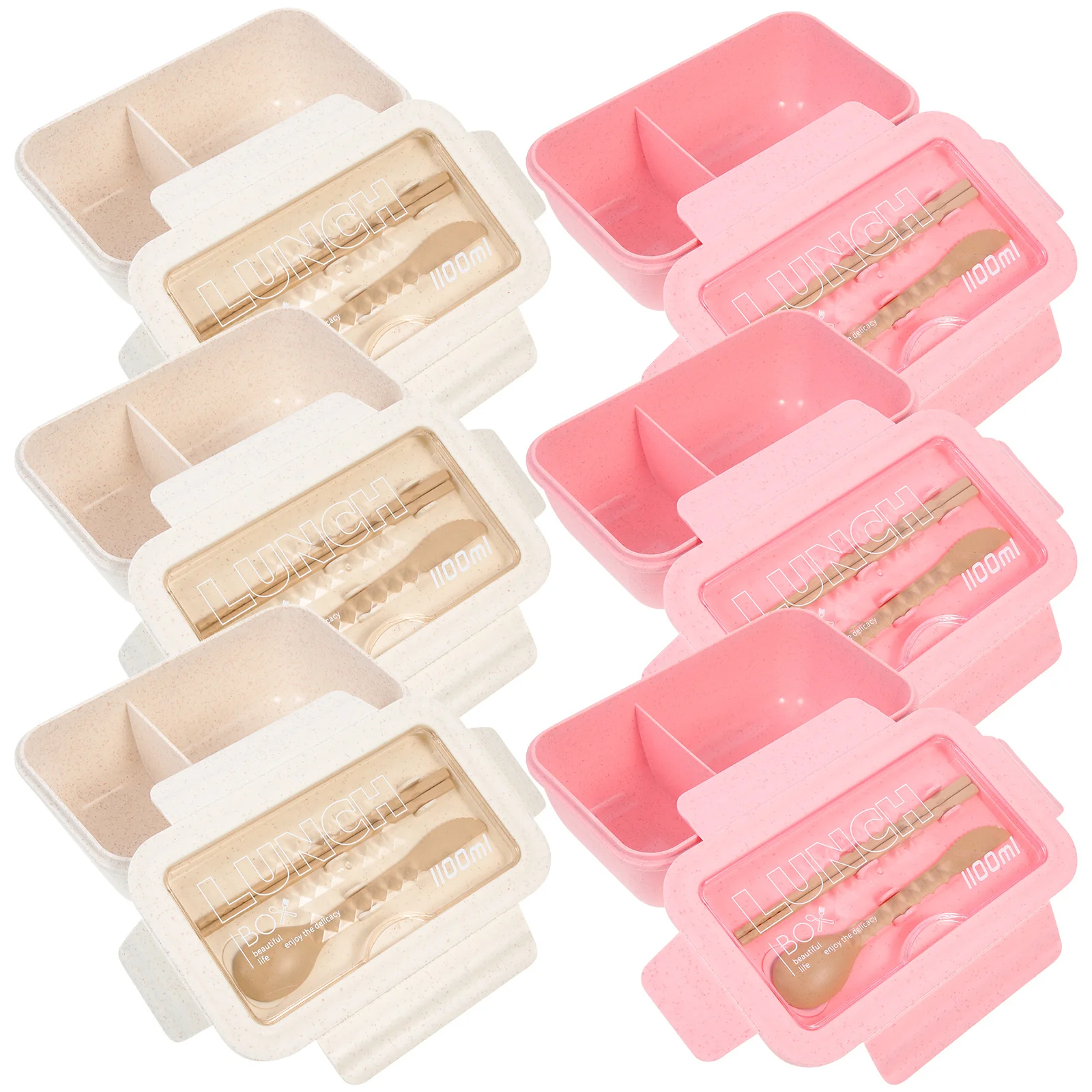 

2Sets Simple Design Leak Proof Portable Lunch Box Adult Food Container Compartment Lunch Holder