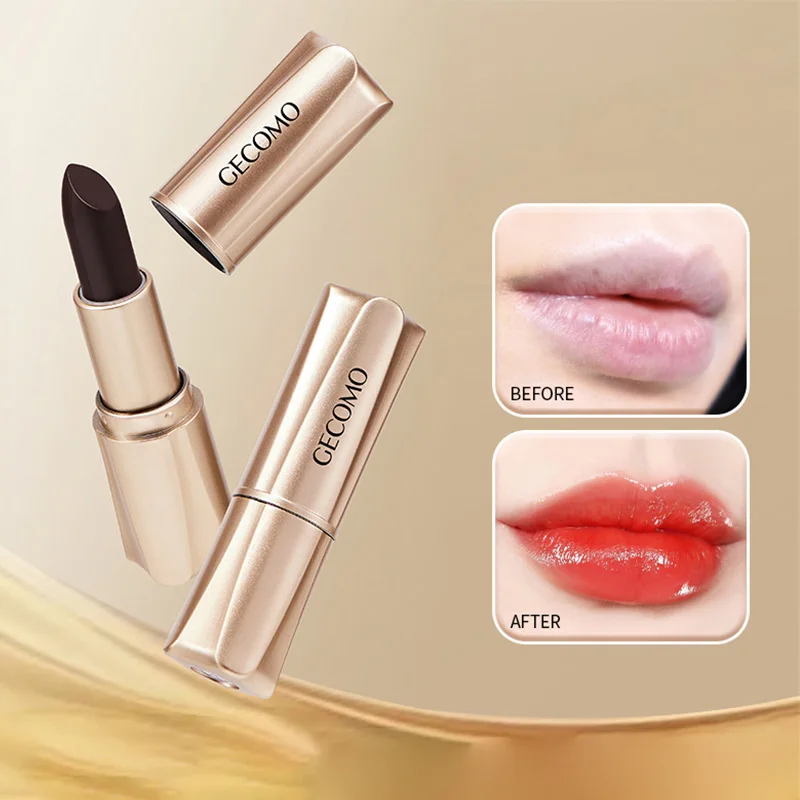 GECOMO Black Magic Lipstick - Brillo hidratante, de larga duración, cambio de color sensible a la temperatura, hidratación labial, maquillaje coreano