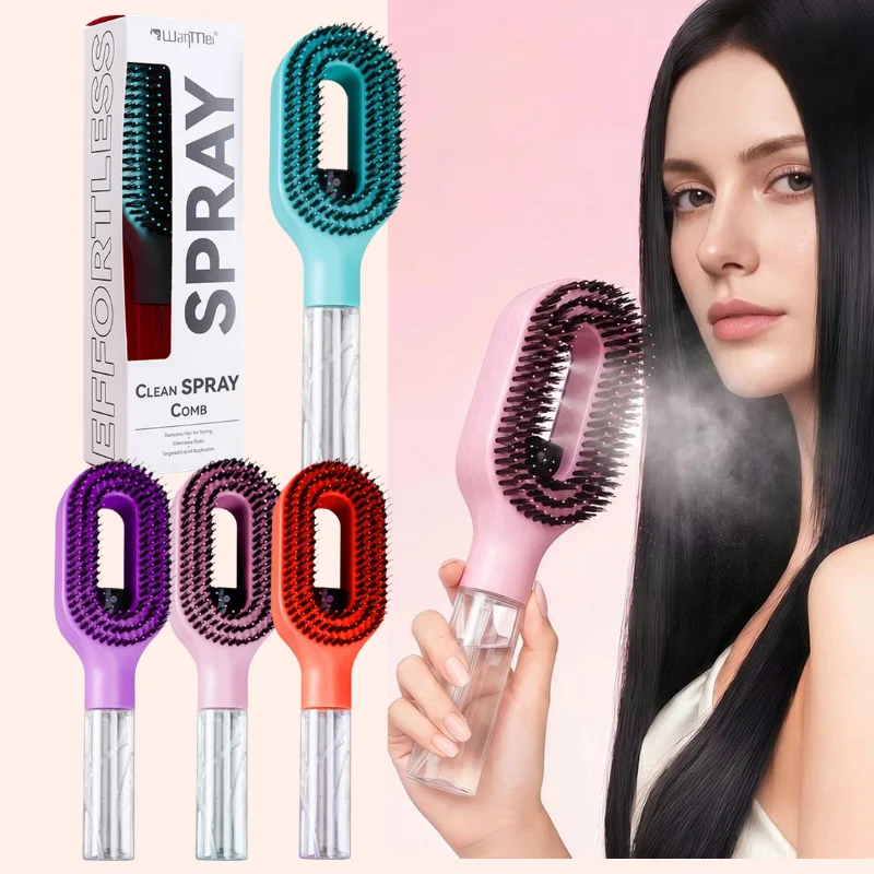 2-in-1 Sprühkamm Wiederverwendbare Wasserspray-Haarbürste mit Weichen Borsten Entwirrender Kamm für Tägliche Haarpflege und Styling