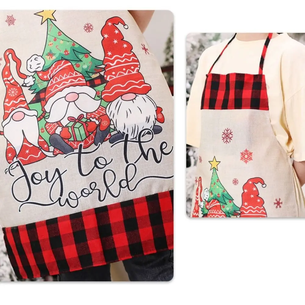 Adjustable Christmas Apron Waterproof Black and Red Plaid Faceless Doll Apron Oil-proof Cute Chef Apron Restaurant