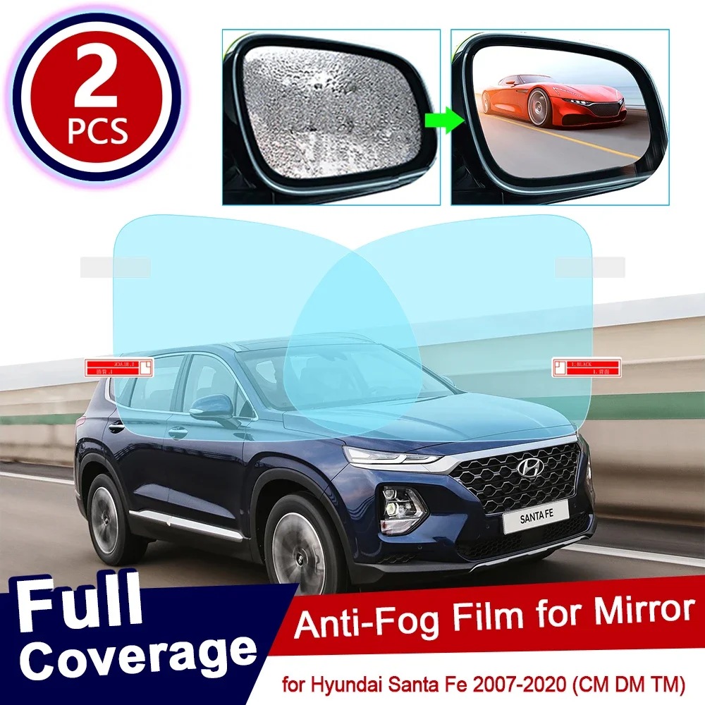 For Hyundai Santa Fe 2007~2019 CM DM TM ix45 45 Full Cover Anti Fog Film Rearview Mirror Accessories SantaFe 2010 2015 2017 2018